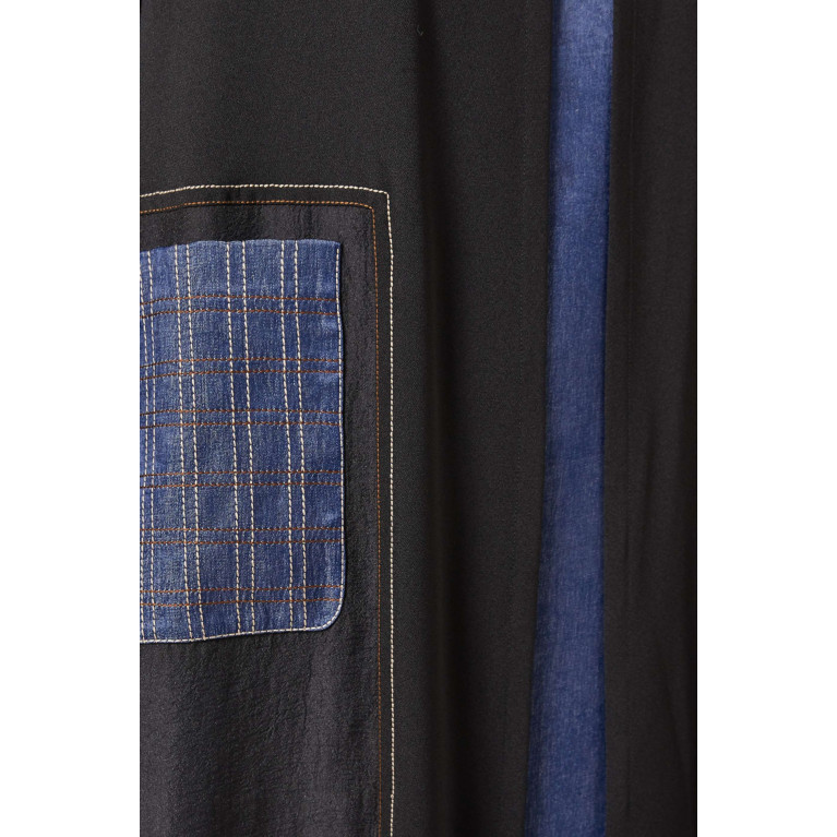 Merras - 3-piece Check Pocket Abaya Set