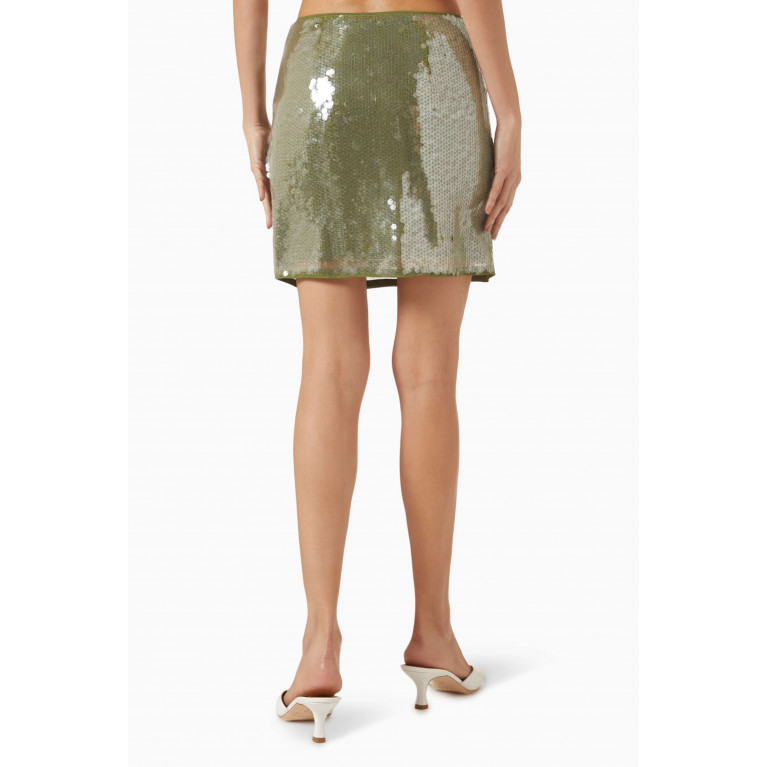 Staud - Vedette Embellished Mini Skirt Green