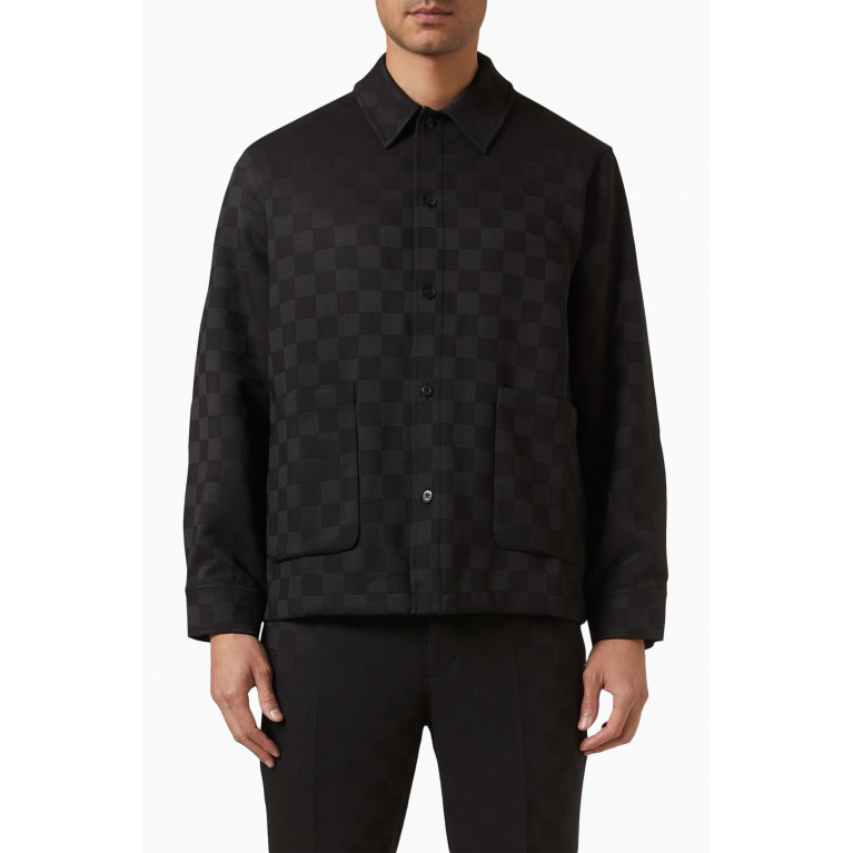 Kith - Boxy Checkerboard Overshirt in Stretch Double-weave Black