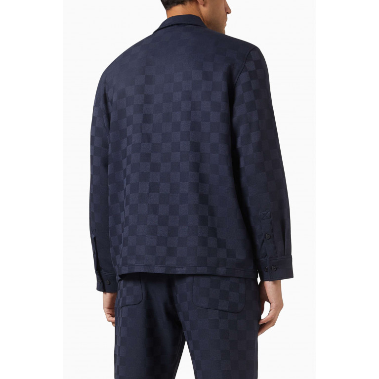 Kith - Boxy Checkerboard Overshirt in Stretch Double-weave Blue