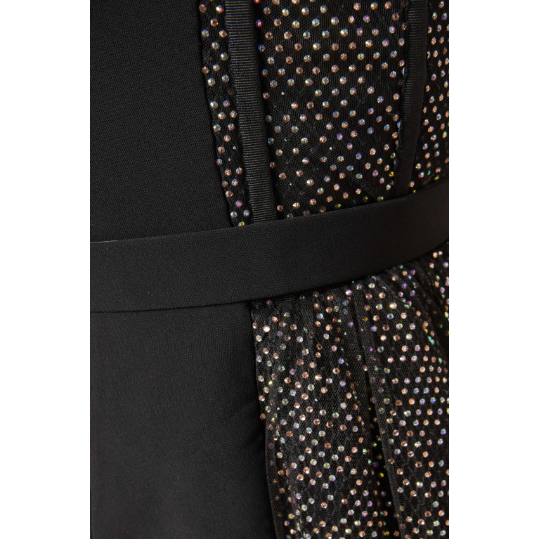 AZZI & OSTA - One-shoulder Crystal-net Midi Dress in Crepe