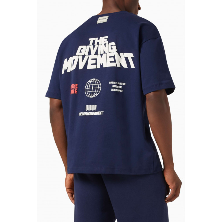 The Giving Movement - Bold-print T-shirt in COTTONSEY100© Blue