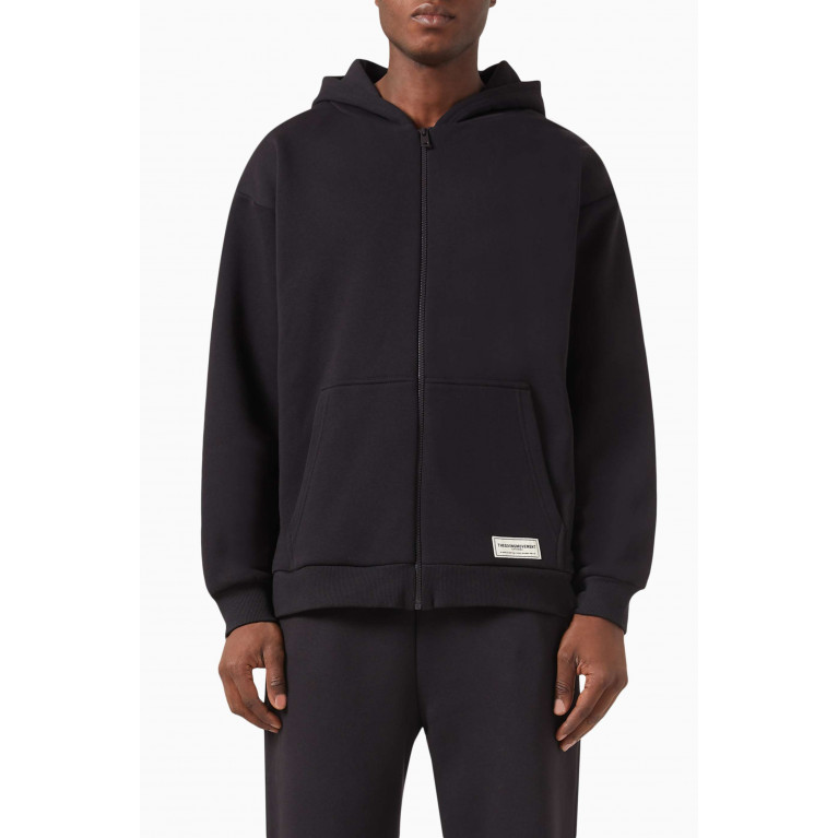 The Giving Movement - Oversized Zip Logo Hoodie in Organic Cotton Blend Black