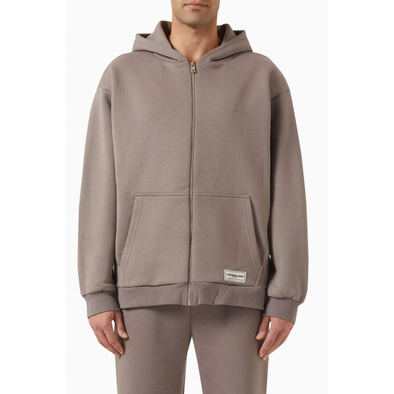The Giving Movement - Oversized Zip Logo Hoodie in Organic Cotton Blend Neutral