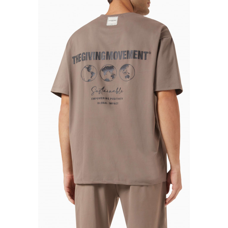 The Giving Movement - Global-print Oversized T-shirt in Light Softskin100© Neutral