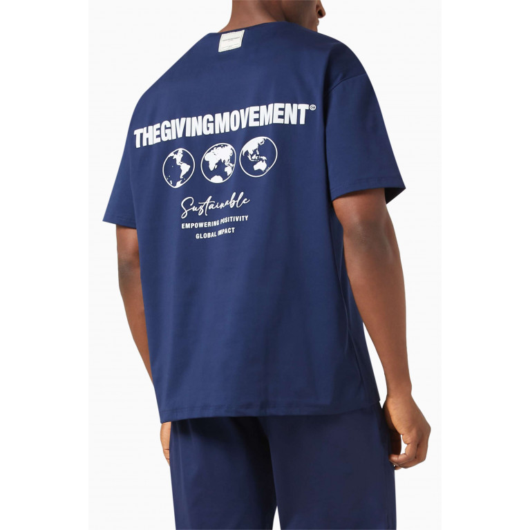 The Giving Movement - Global-print Oversized T-shirt in Light Softskin100© Blue