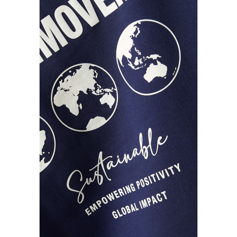 The Giving Movement - Global-print Hoodie in Organic Cotton Blend Blue