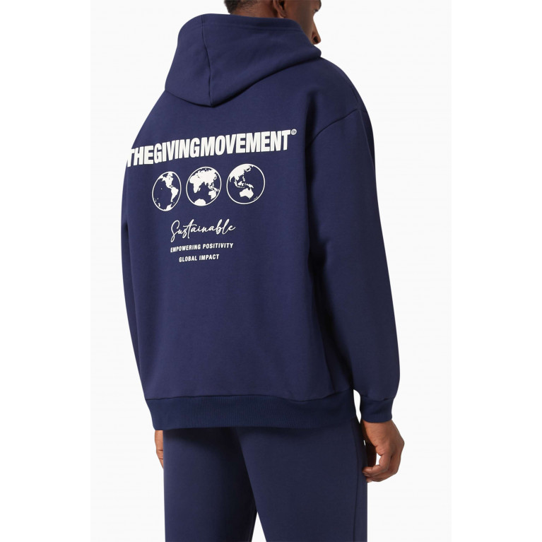 The Giving Movement - Global-print Hoodie in Organic Cotton Blend Blue