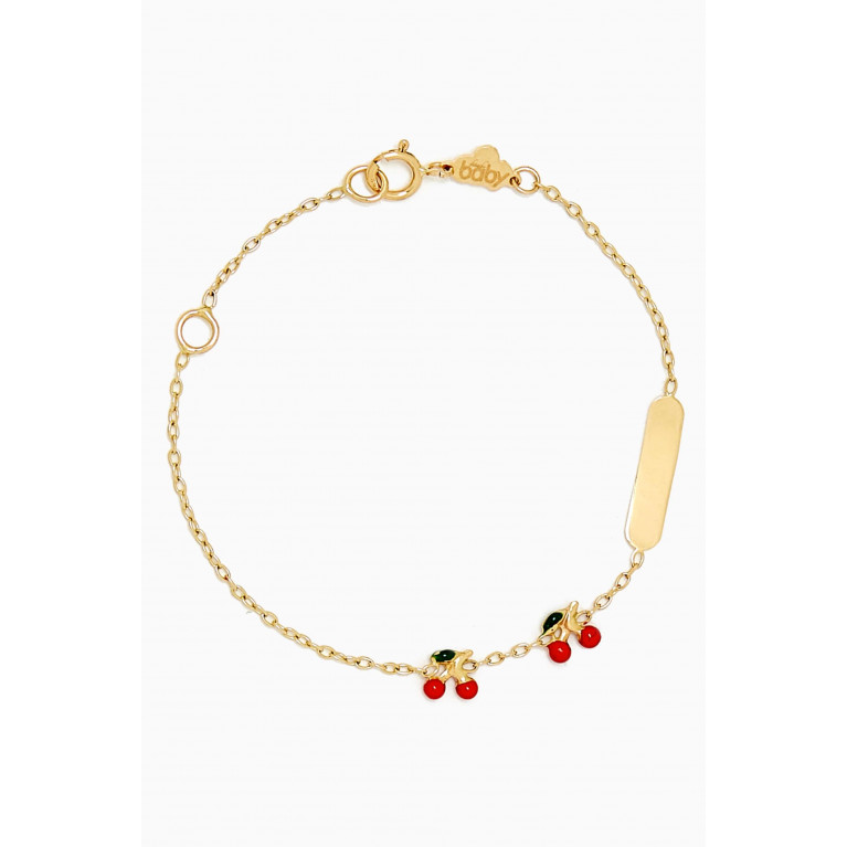 Baby Fitaihi - Cherry Enamel Bracelet in 18kt Gold