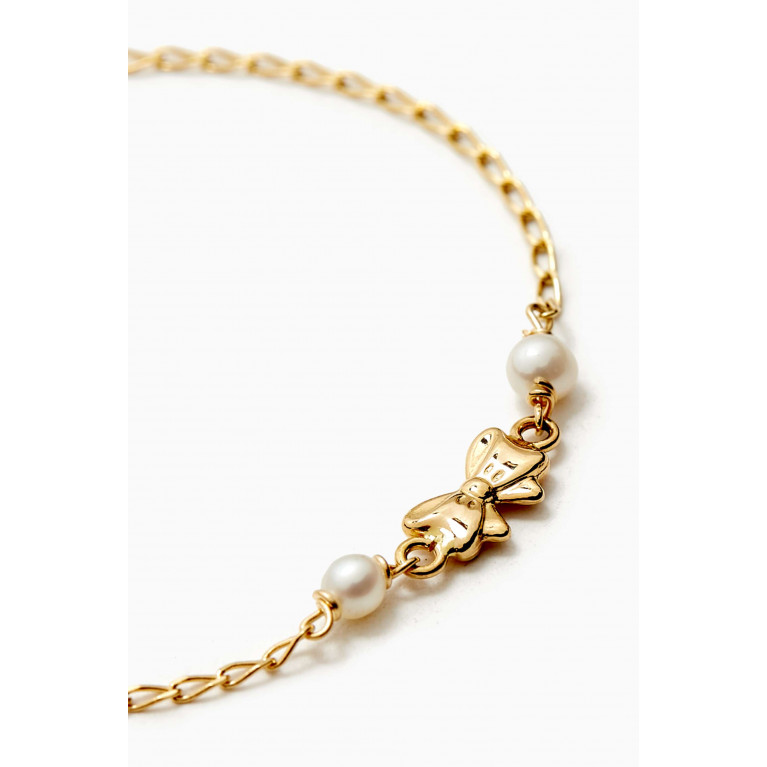 Baby Fitaihi - Bow Pearl Bracelet in 18kt Gold