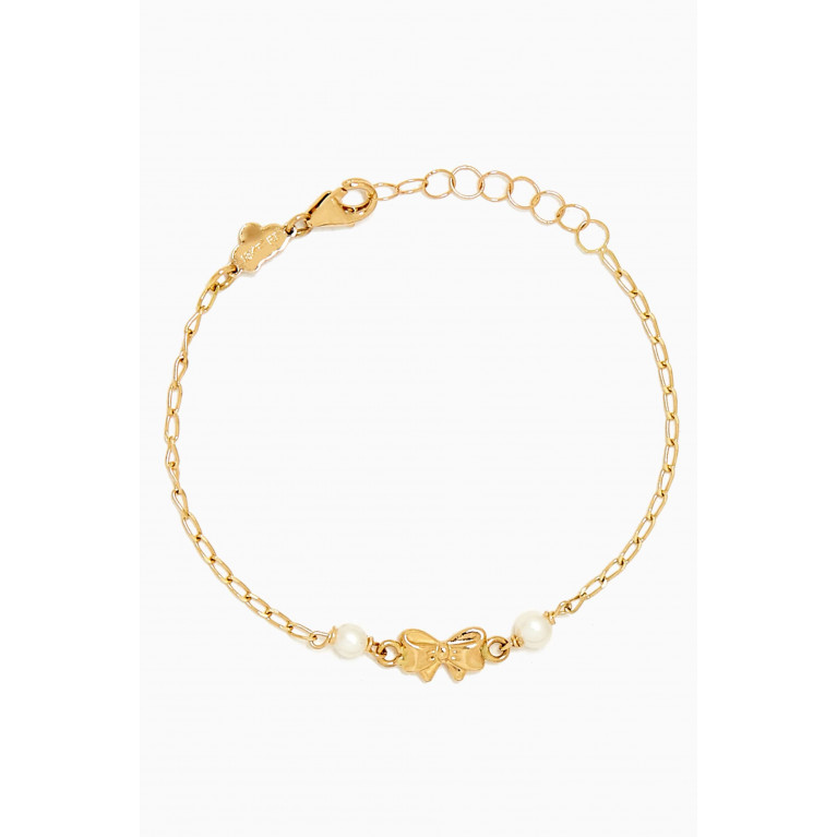 Baby Fitaihi - Bow Pearl Bracelet in 18kt Gold