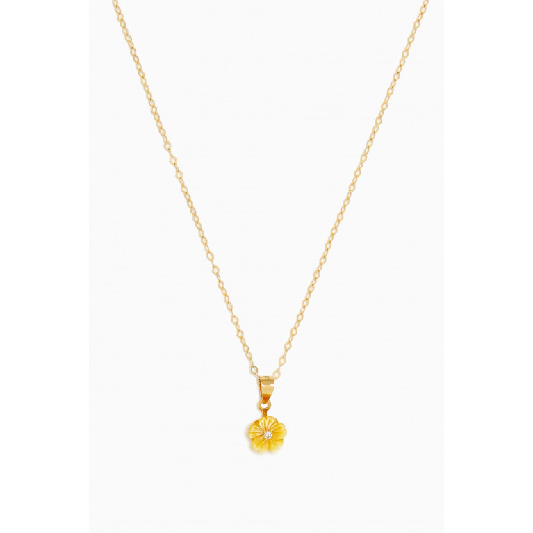 Baby Fitaihi - Floral Diamond & Enamel Pendant Necklace in 18kt Gold