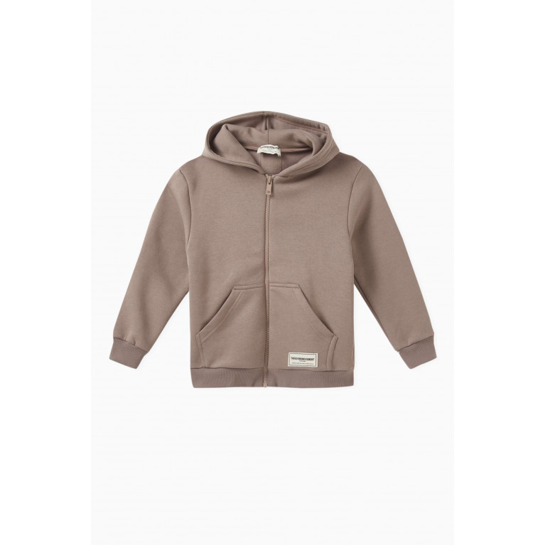The Giving Movement - Logo Zipped Hoodie in Organic Cotton-blend Neutral