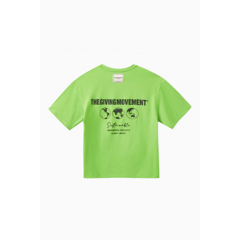 The Giving Movement - Oversized Global-print T-shirt in Light Softskin100© Green
