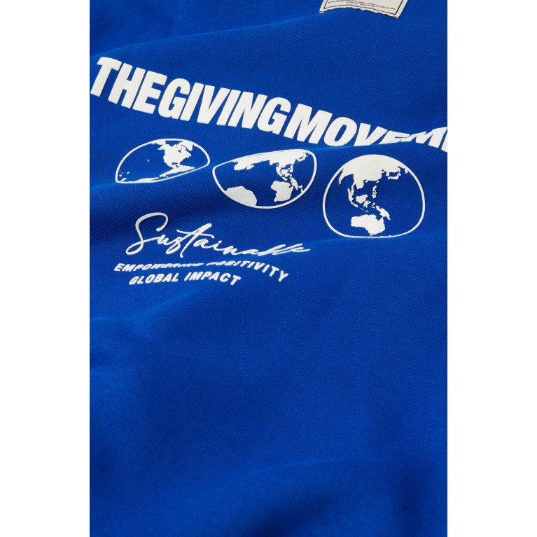 The Giving Movement - Global-print Logo Zipped Hoodie in Organic Cotton-blend Blue