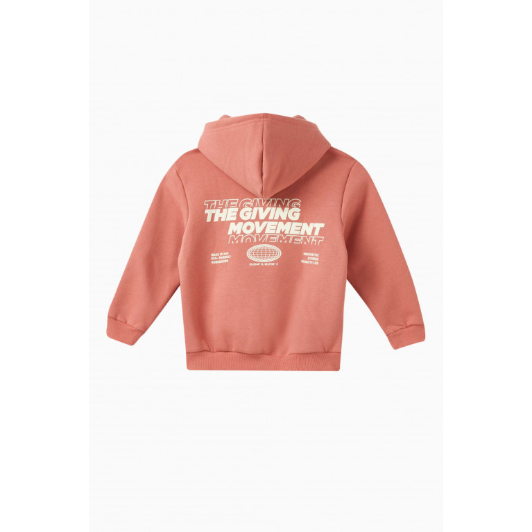 The Giving Movement - Eco-print Logo Zipped Hoodie in Organic Cotton-blend Pink