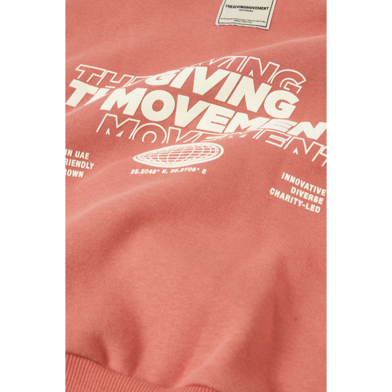 The Giving Movement - Eco-print Logo Zipped Hoodie in Organic Cotton-blend Pink