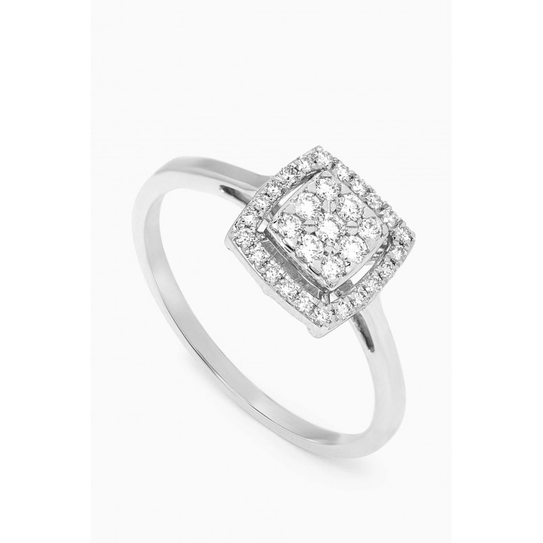 Damas - Illusion Cushion Diamond Ring in 18kt White Gold
