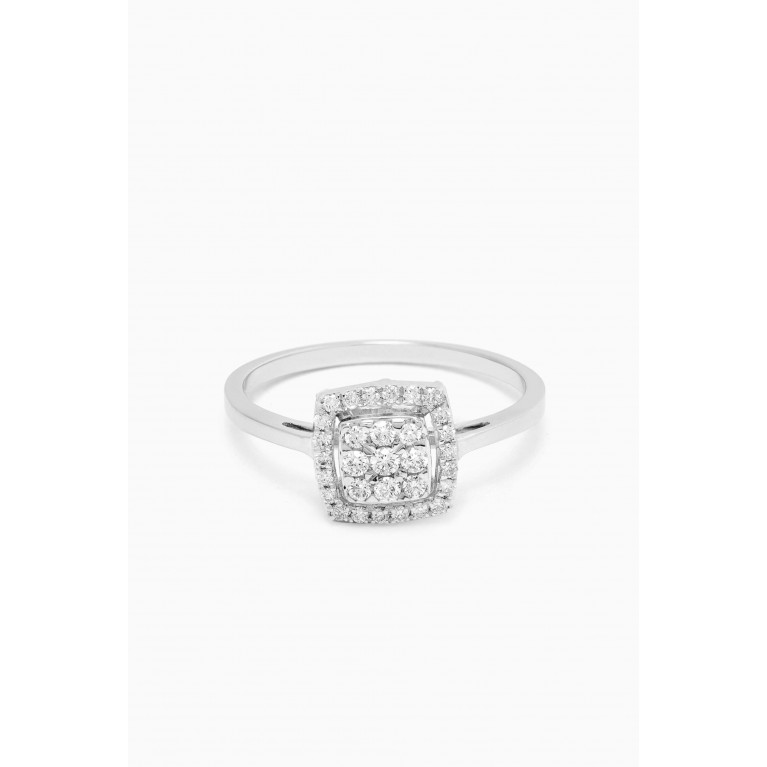 Damas - Illusion Cushion Diamond Ring in 18kt White Gold