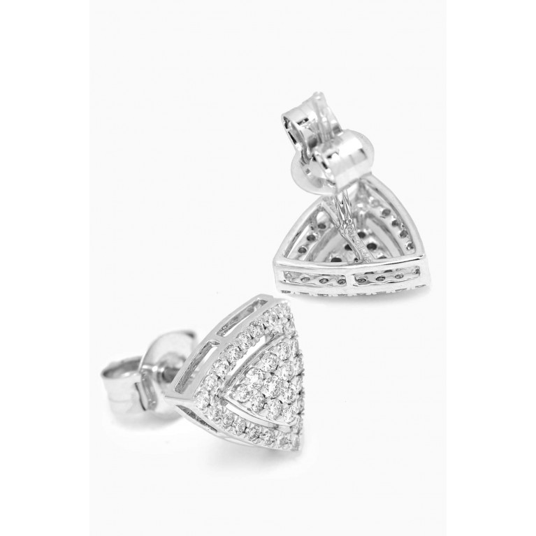 Damas - Illusion Triangle Diamond Stud Earrings in 18kt White Gold
