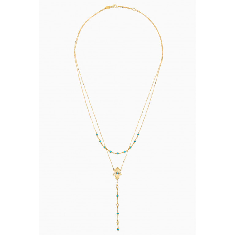 Damas - Talisman Hand of Fatima Layered Necklace in 18kt Yellow Gold