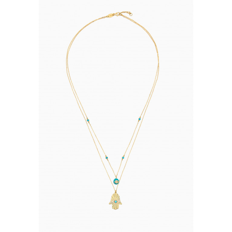Damas - Talisman Hand of Fatima Layered Necklace in 18kt Yellow Gold
