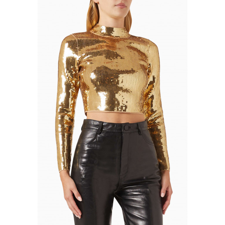 Sandro - Golda Cropped Sweater in Sequin-knit