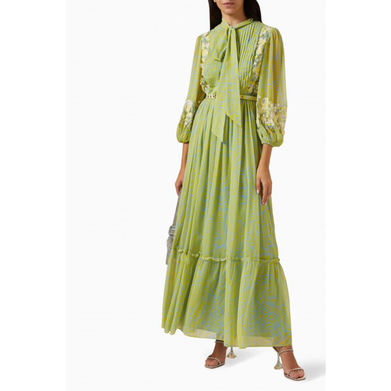 Pankaj & Nidhi - Caravan Printed Maxi Dress in Chiffon