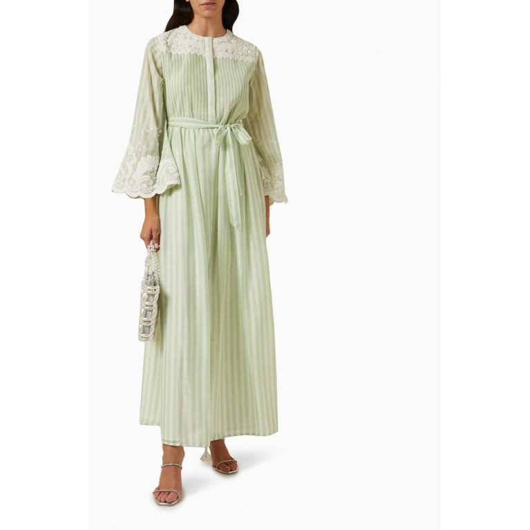 Pankaj & Nidhi - Delicate Embroidered Maxi Dress in Cotton-silk