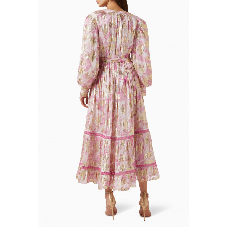 Pankaj & Nidhi - Kasba Tiered Midi Dress in Lurex-georgette