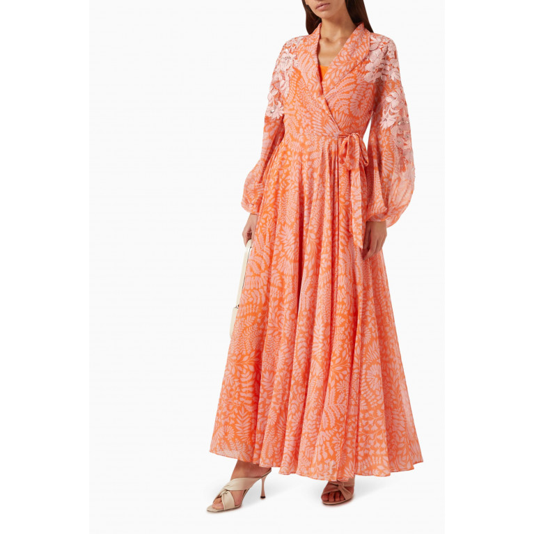 Pankaj & Nidhi - Penelope Embellished Wrap Maxi Dress in Chiffon