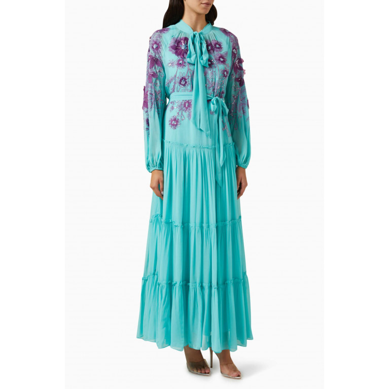 Pankaj & Nidhi - Viola Sequin-embellished Maxi Dress in Georgette