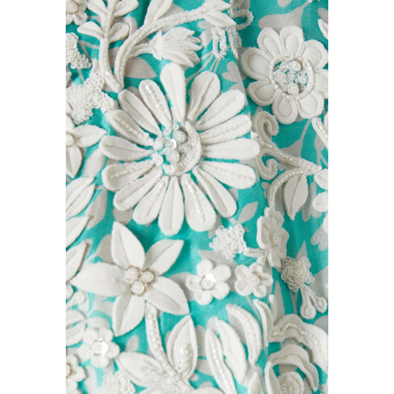 Pankaj & Nidhi - Amy Printed Maxi Dress in Cotton-silk Blend Blue