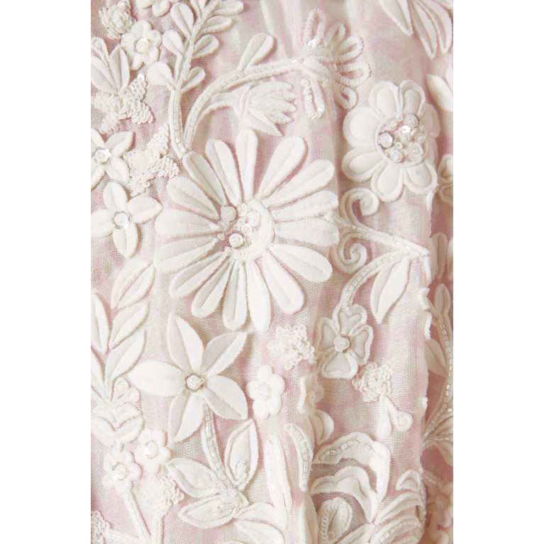 Pankaj & Nidhi - Amy Printed Maxi Dress in Cotton-silk Blend Pink