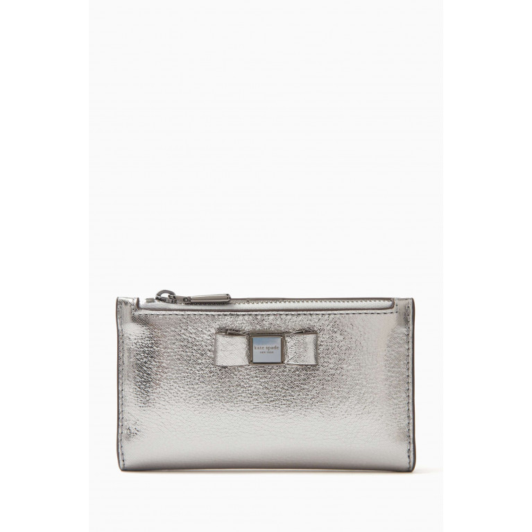 Kate Spade New York - Small Slim Morgan Bow Wallet in Metallic Leather