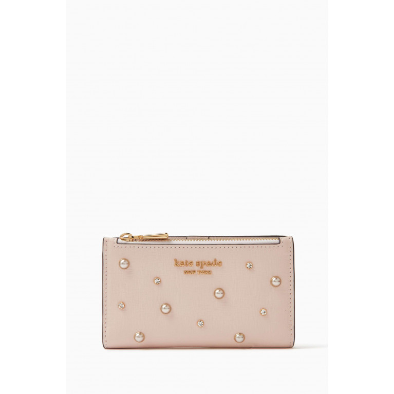Kate Spade New York - Small Slim Purl Embellished Bifold Wallet in Leather