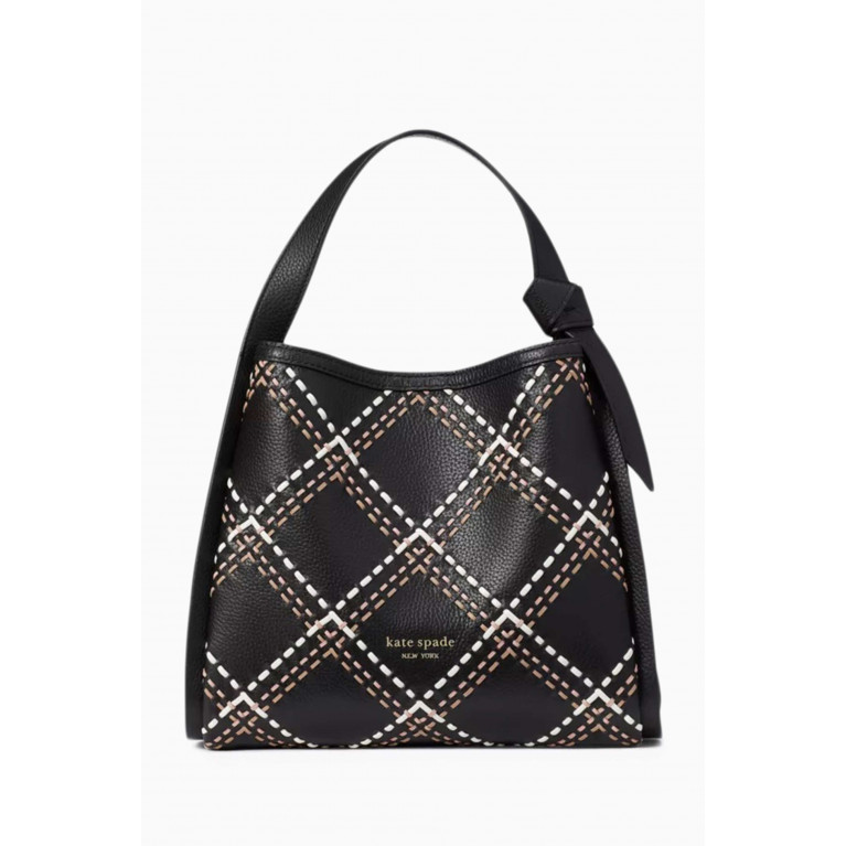 Kate Spade New York - Medium Knott Plaid Stitched Crossbody Tote Bag in Leather