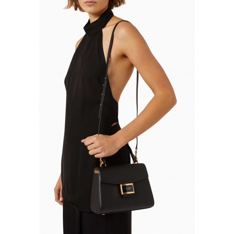 Kate Spade New York - Small Kate Top Handle Bag in Leather Black