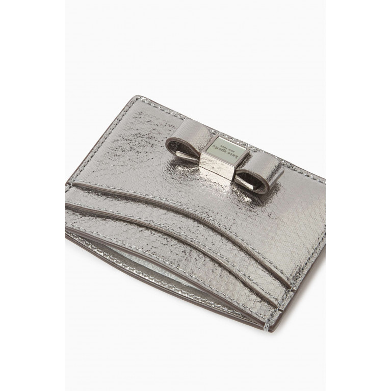 Kate Spade New York - Morgan Bow Cardholder in Metallic Leather