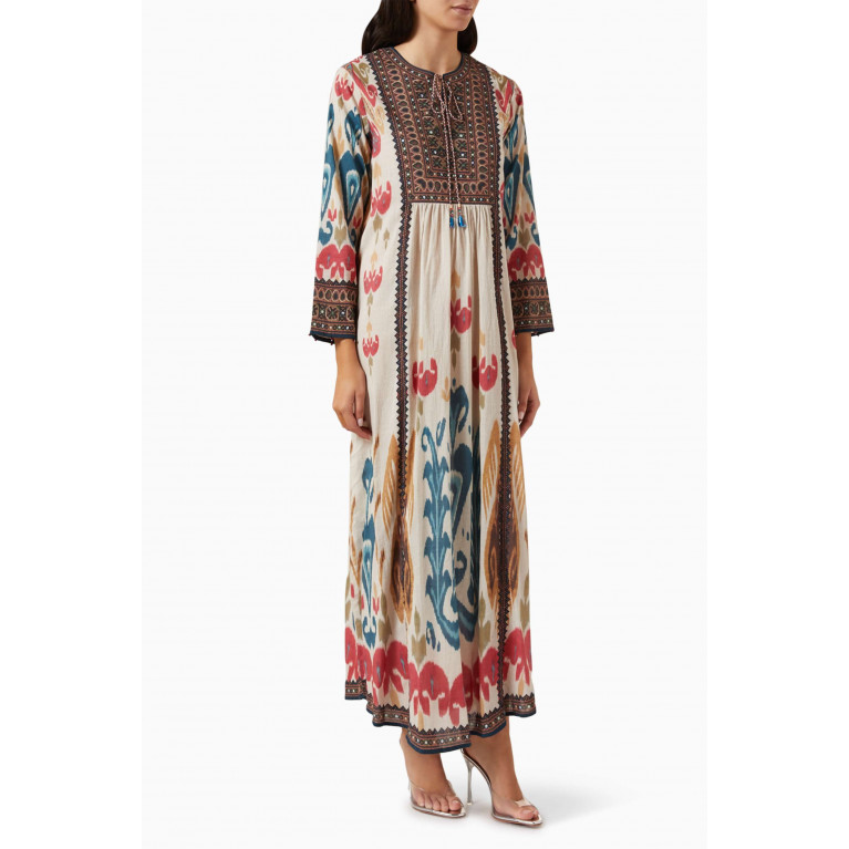 Rajdeep Ranawat - Printed Panelled Kaftan Dress in Cotton