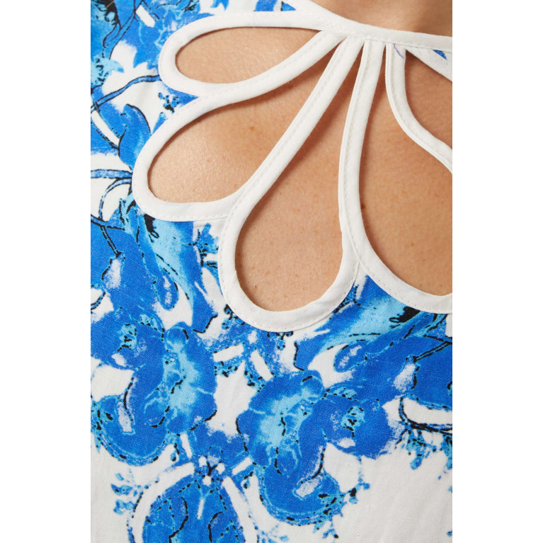 Serpil - Printed Maxi Dress in Linen Blue