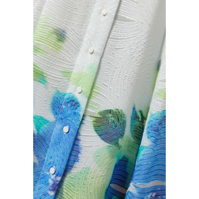 Serpil - Printed Shirt Maxi Dress in Rayon-blend Blue