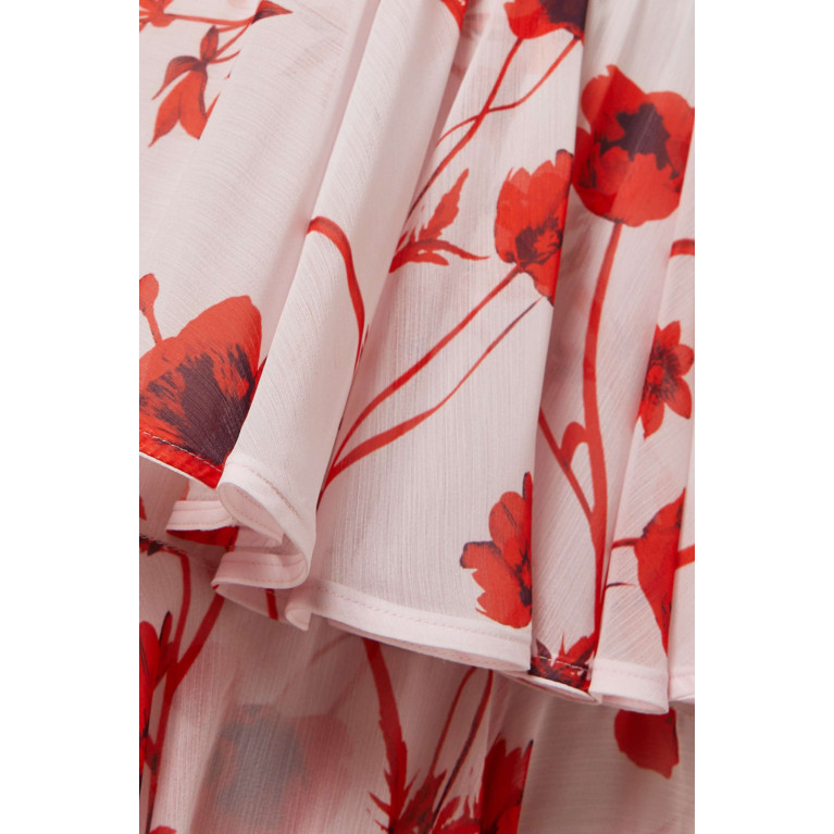 Serpil - Floral-print Tiered Midi Dress Pink