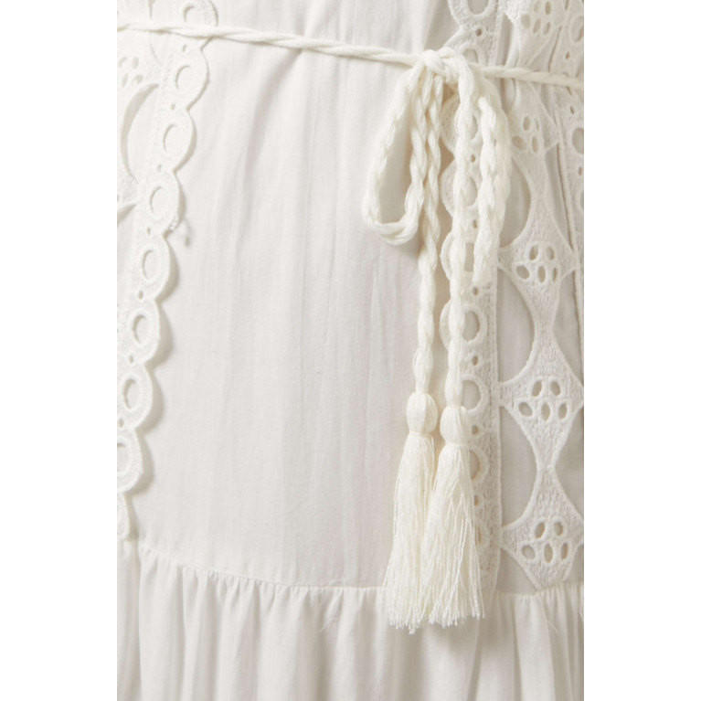 Serpil - Lace-up Tiered Midi Dress White