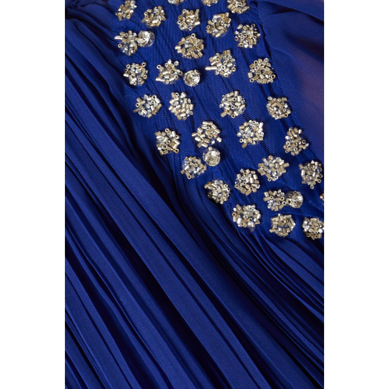 Serpil - Embellished Pleated Maxi Dress Blue