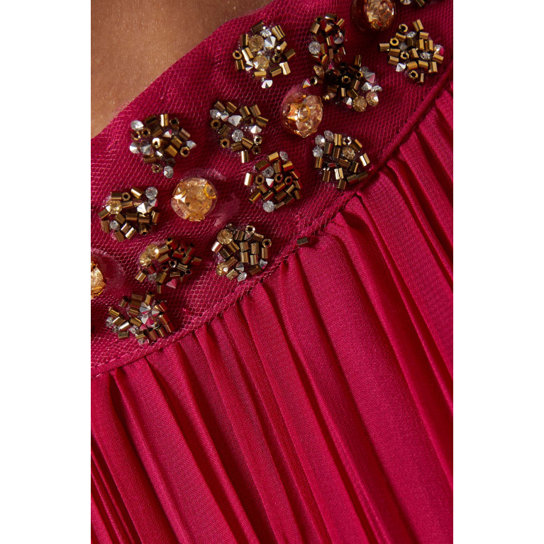 Serpil - Embellished Pleated Maxi Dress Pink