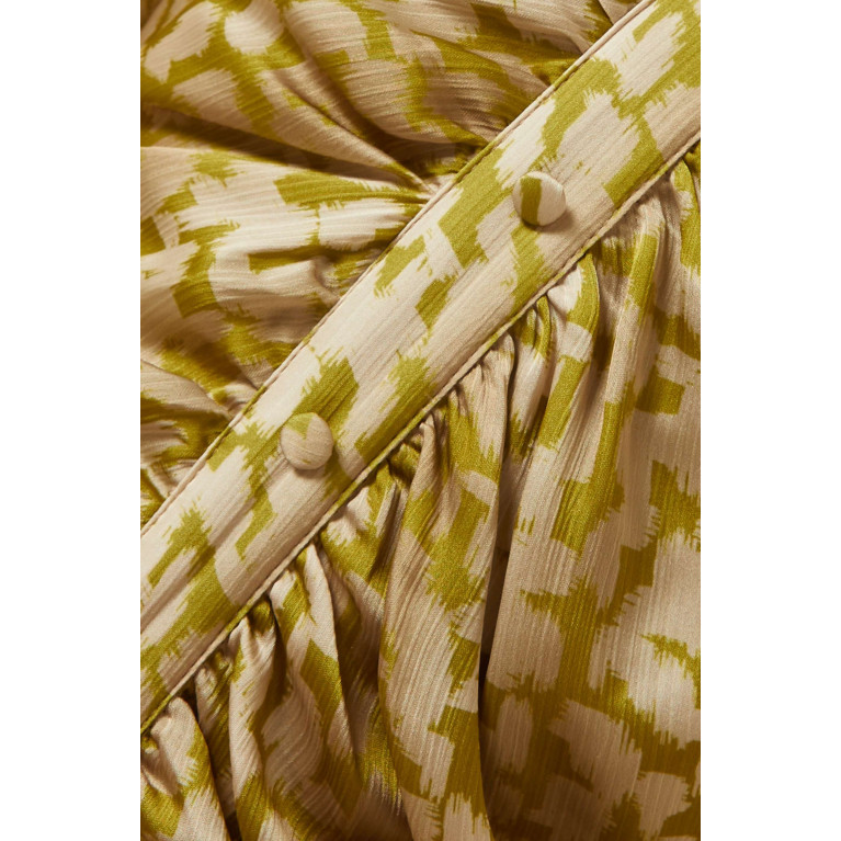 Serpil - Abstract-print Midi Dress in Satin
