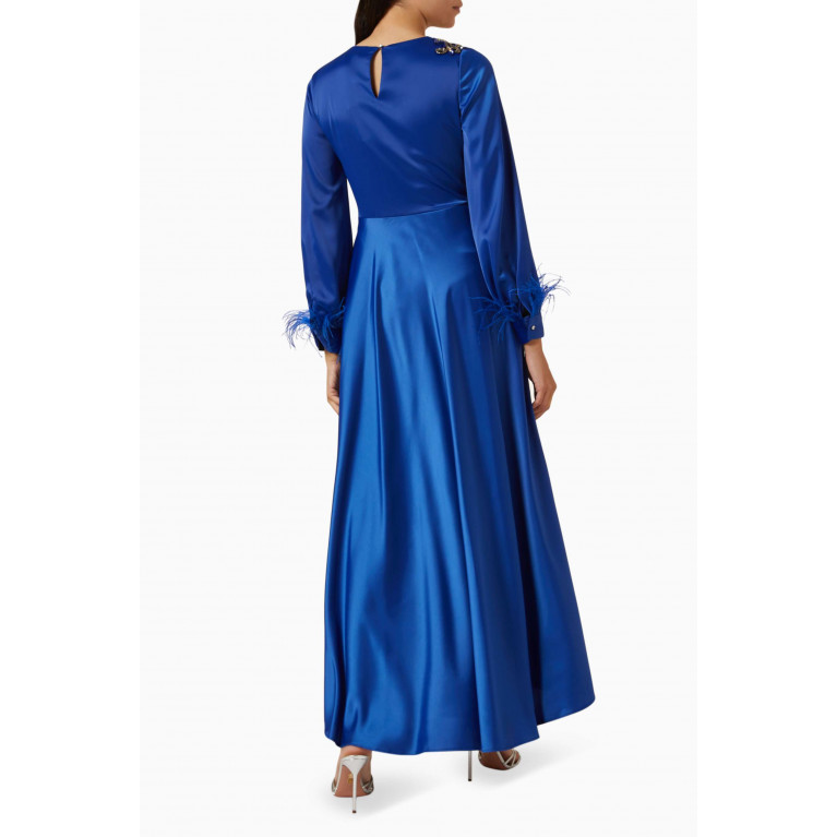 Serpil - Embellished Maxi Dress in Satin Blue