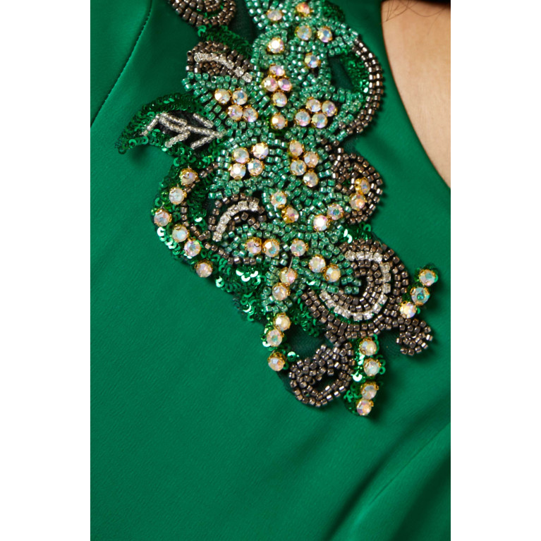 Serpil - Embellished Maxi Dress in Satin Green