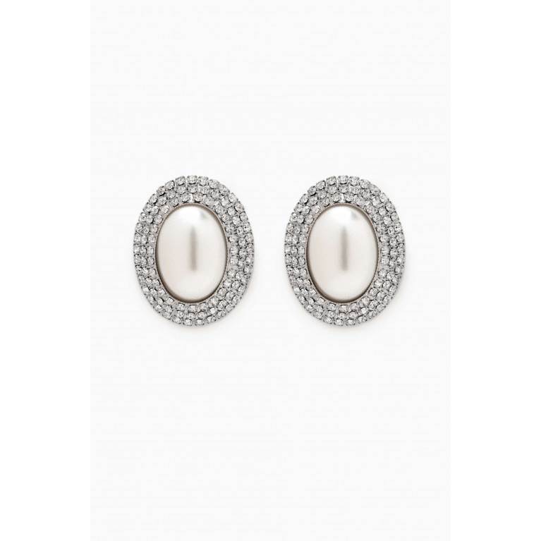 Alessandra Rich - Pearl Crystal Clip-on Stud Earrings